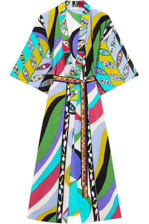 Puccini Abstract-print belted silk dress