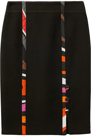 Puccini High-waisted front-slit cotton skirt