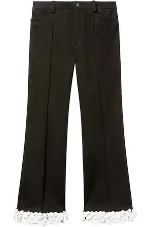 Puccini Floral-appliqué cropped trousers