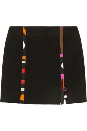 Puccini Abstract-print front-slit skirt