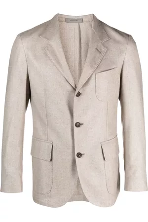corneliani Men Blazers - Single breasted wool-blend blazer - Neutrals