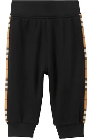 Burberry Sports Pants - Check-panel cotton track pants - BLACK