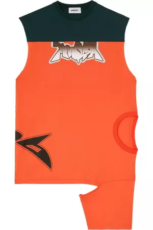 AMBUSH Tank Tops - Asymmetric logo-print vest - Orange