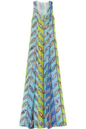 Puccini Girandole-print mesh maxi dress