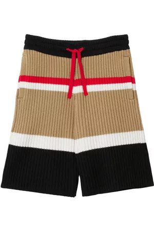 Burberry Boys Shorts - Striped wool drawstring shorts - Black