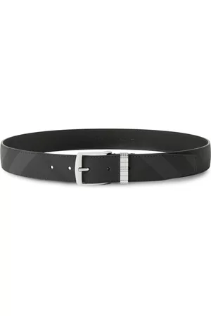 Burberry Men Belts - Check leather belt - Black