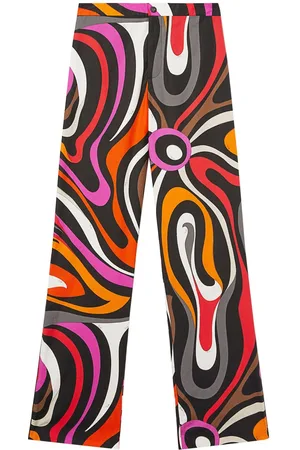 Puccini Wave-print silk high-waist trousers