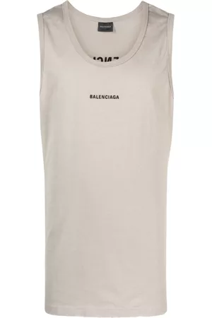 Balenciaga Men Tank Tops - Logo-print tank top - Grey