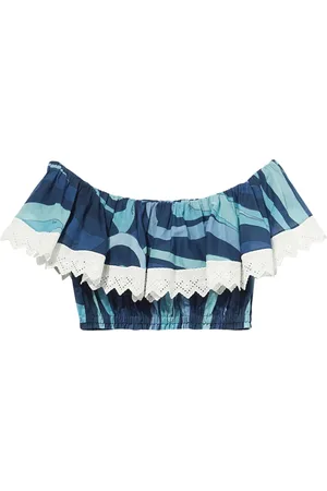 Puccini Wave-print ruffle-detailing top
