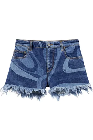 Puccini Wave-print denim shorts
