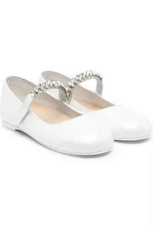 Babywalker Girls Ballerinas - Crystal-embellished touch-strap ballerinas - White