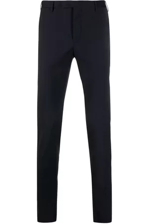 PT Torino Men Formal Pants - Mid-rise slim-fit trousers - Blue