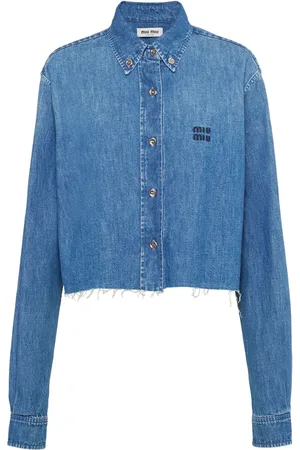 Miu Miu Embroidered-logo denim shirt