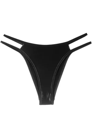 Moschino Women Bikini Bottoms - Metallic-finish brazilian bikini brief - Black