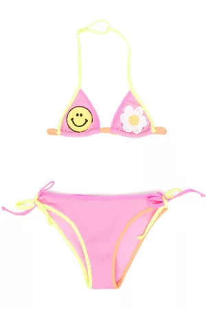 MC2 SAINT BARTH Girls Bikinis - Patch-detail ribbed bikini - Pink