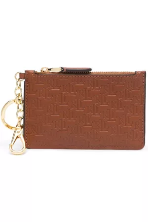 Ralph Lauren Women Wallets - Embossed-logo zip leather wallet - Brown