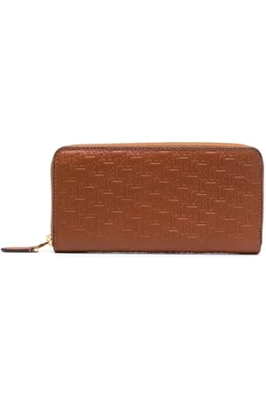 Ralph Lauren Women Wallets - Embossed logo-print leather wallet - Brown