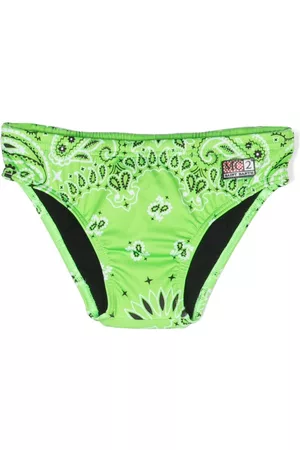 MC2 SAINT BARTH Boys Swim Shorts - Billy bandana-print swim trunks - Green