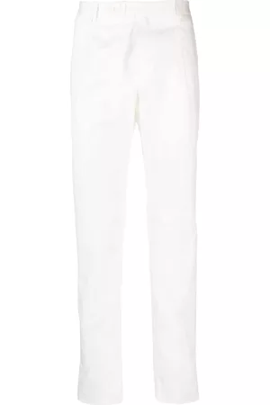 TAGLIATORE Men Formal Pants - Stretch-cotton tailored trousers - White