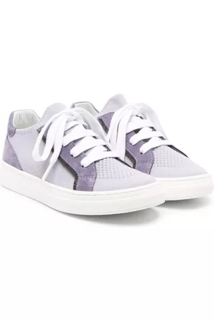 Brunello Cucinelli Girls Sneakers - Lace-up panelled sneakers - Purple