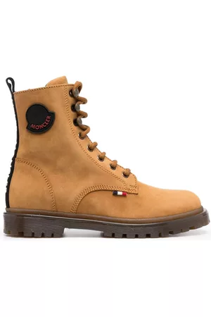 Moncler Boots - Logo-patch leather boots - Brown
