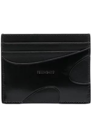 Salvatore Ferragamo Men Wallets - Cut-out leather cardholder - Black