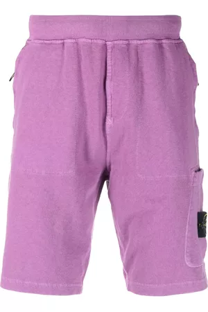 Stone Island Men Sports Shorts - Side logo-patch elasticated-waistband shorts - Purple
