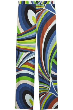 Puccini Wave-print silk high-waist trousers