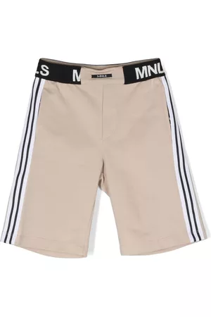 MONNALISA Boys Shorts - Logo-waistband cotton shorts - Neutrals