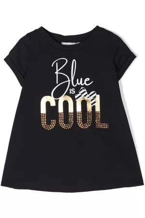 MONNALISA Girls T-Shirts - Slogan-print embellished T-shirt - Blue