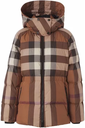 Burberry Women Trench Coats - Check-print down-feather coat - Brown