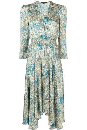 Maje Women Asymmetrical Dresses - Asymmetric printed dress - Blue