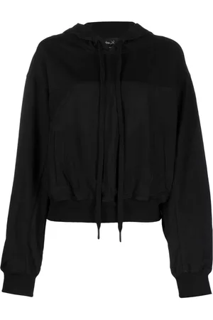 ANDREA YA'AQOV Women Long Sleeved Shirts - Long-sleeve cropped cotton hoodie - Black