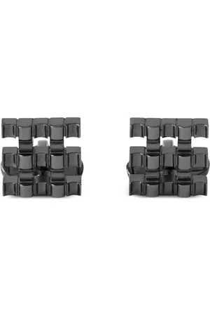 Burberry Men Cufflinks - Check-pattern embossed cufflinks - Black