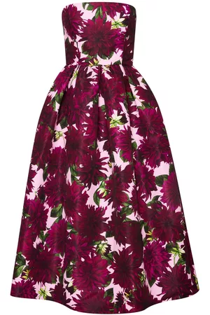 Oscar de la Renta Women Strapless Dresses - Dahlia Faille strapless dress - Purple