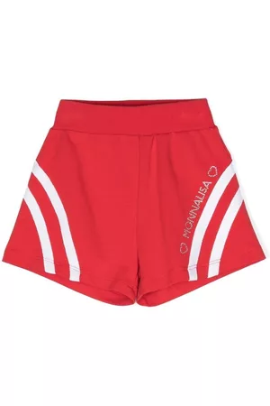 MONNALISA Girls Shorts - Curved stripe-detail shorts - Red