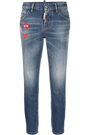 Dsquared2 Women Straight Jeans - Patch-detail denim jeans - Blue