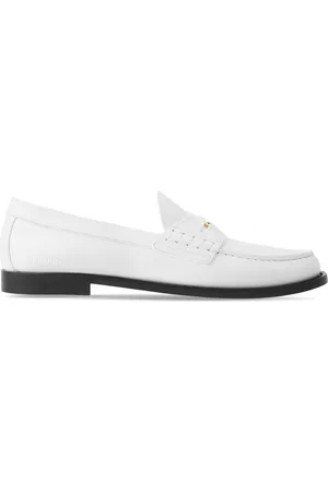 Burberry Women Loafers - Logo-detail leather penny loafers - White