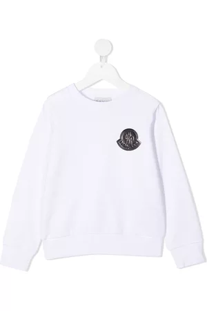Moncler Boys Hoodies - Cotton embossed-logo sweatshirt - White