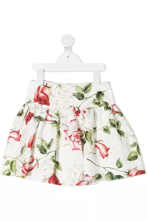MONNALISA Girls Printed Skirts - Floral print full skirt - White