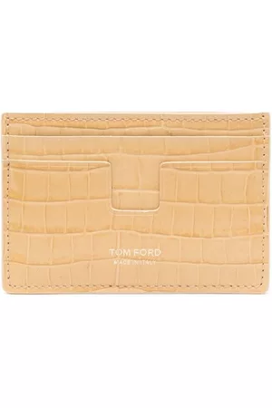 Tom Ford Men Wallets - Embossed crocodile-effect leather cardholder - Neutrals