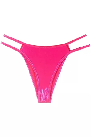 Moschino Women Bikini Bottoms - Metallic-finish brazilian bikini brief - Pink