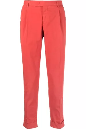 PT Torino Men Chinos - Pleated-edge stretch-cotton trousers - Red
