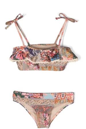 ZIMMERMANN Girls Bikini Sets - Paisley-print bikini set - Brown