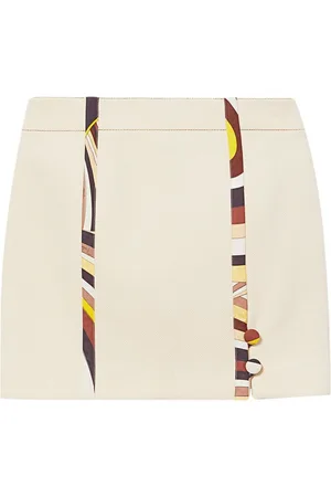 Puccini Abstract-print front-slit skirt