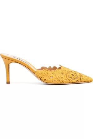 Arteana Women High Heels - 85mm floral embroidered pumps - Yellow