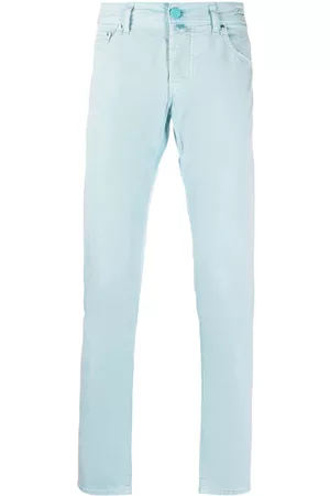Jacob Cohen Men Stretch Pants - Straight-leg stretch-cotton trousers - Blue