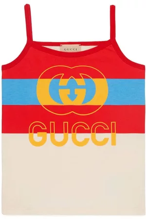 Gucci Boys Tops - Interlocking G-print cotton top - 9216 Bianco