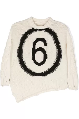 Maison Margiela Sweaters - Distressed-finish wool-blend jumper - Neutrals