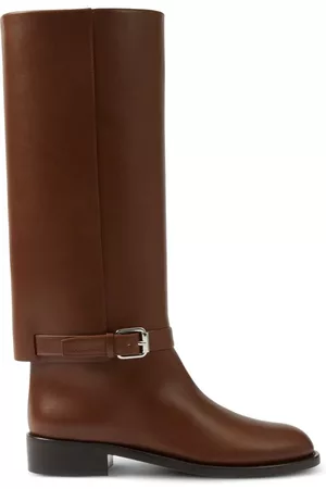 Burberry Women Boots - Buckle-embellished leather boots - Brown